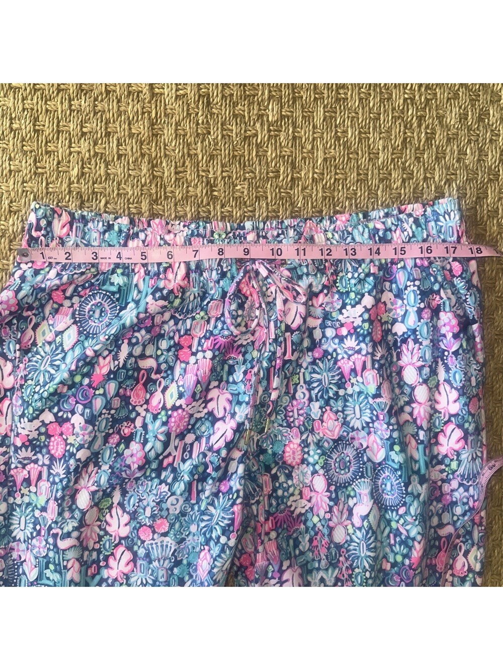 Lilly Pulitzer Emora Women's Knit Pants Size XL Stretch Drawstring Jewel Navy - Picture 2 of 4